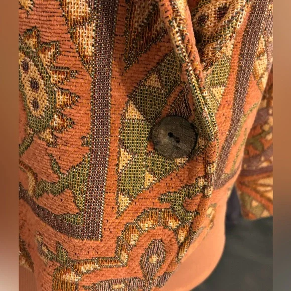 Coachella Vintage 90’s Sugar Street Weavers Tapestry Retro Jacket Persimmon SM - Picture 6 of 10